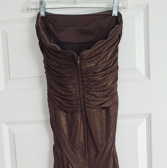 BCBGMaxAzria strapless ruched gold flake dress - Picture 4 of 7